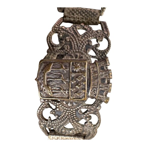 Vintage Paris Eiffel Tower Link Bracelet Landmarks Souvenir 7.5" Silver Filigree - Picture 10 of 12